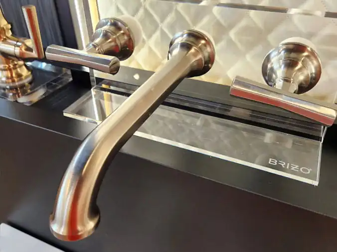brushed chrome straight sink faucet