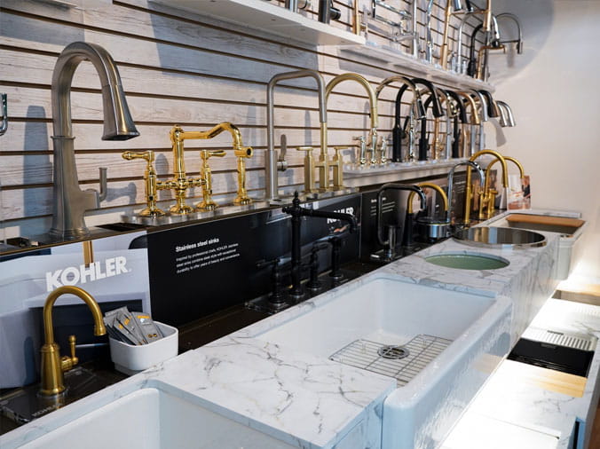 Kohler faucets at the Bath & Kitchen showroom at Penstan Supply Cranberry PA