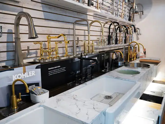 Kohler faucets at the Bath & Kitchen showroom at Penstan Supply Cranberry PA