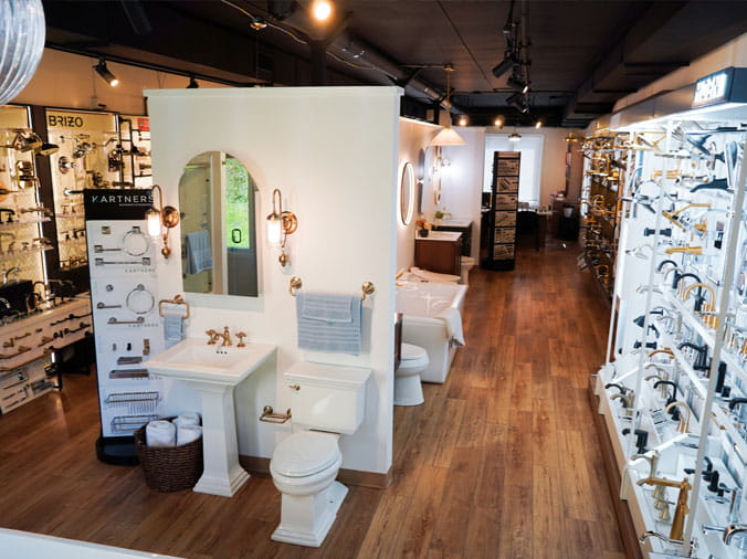 Interior view of the Bath & Kitchen showroom at Penstan Supply Cranberry PA
